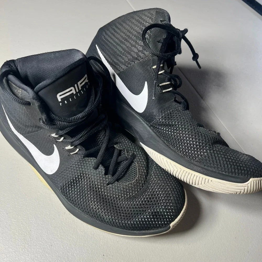 Nike Air Precision Mens Size 10 Black White Basketball Shoes Sneakers 898455-001